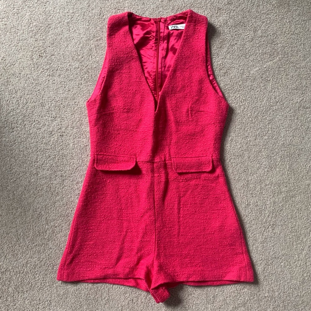 Fuchsia tweed Zara romper